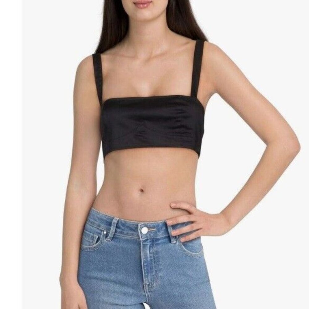 Danielle Bernstein Womens 6 Black Bralette Tank Crop Top NWT CV39